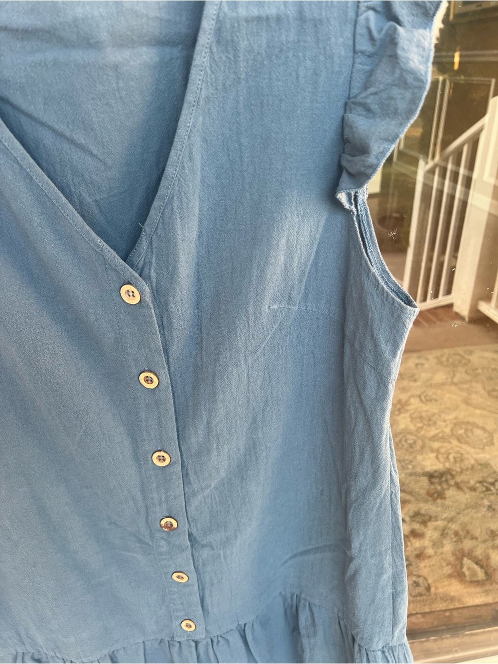 Blue Ruffle Sleeve Peplum Dress - Picture 4 of 9